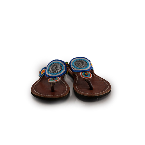 Leather Sandals Laced With Beads"