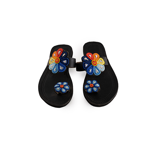 Leather Sandals Laced With Beads"