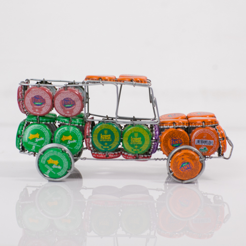 Recycled Bottle Top Car Artwork